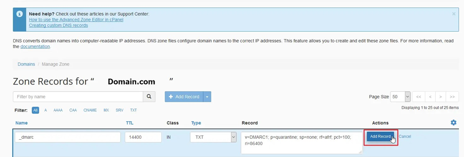 Add DMARC Records in cPanel | BigCloudy KB 