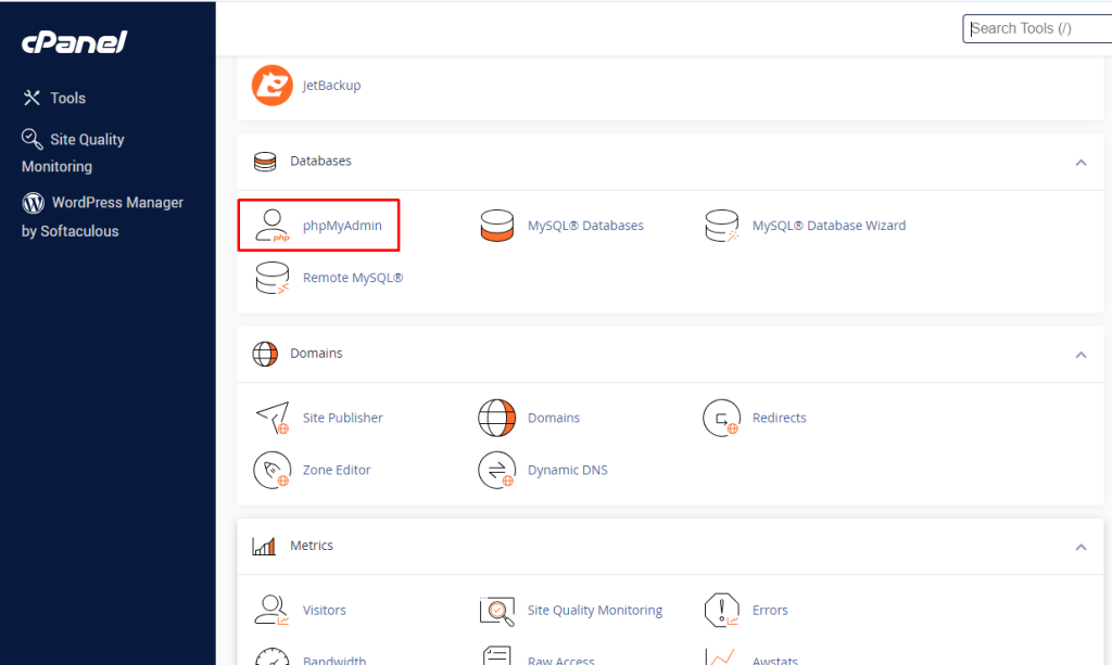 phpMyAdmin in cPanel | BigCloudy KB