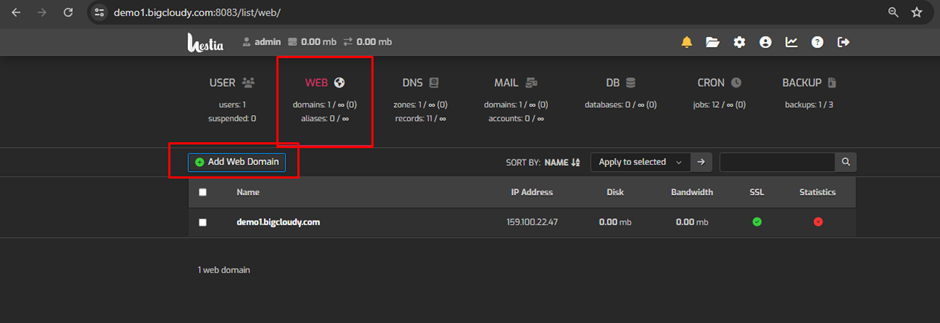 Add Web Domain | BigCloudy KB 