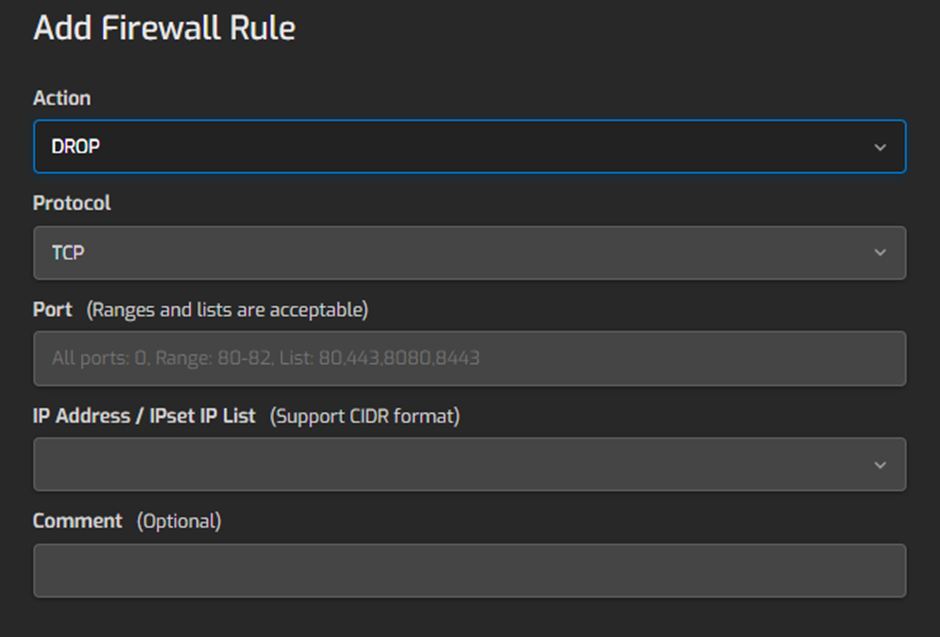 Edit Firewall Rule in Hestia | BigCloudy KB 