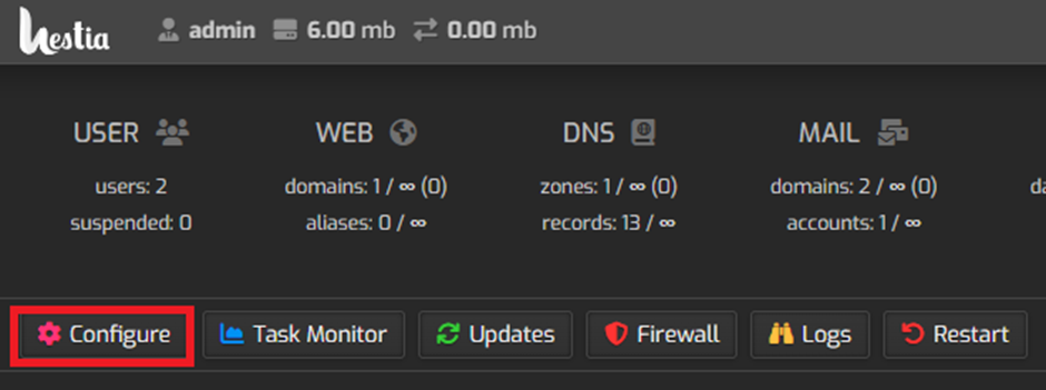 Configure Server in Hestia | BigCloudy KB 