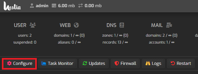 Configure Server in Hestia | BigCloudy KB