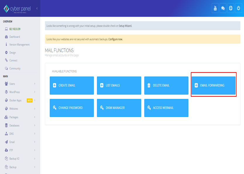 Setup Email Forwarder in CyberPanel | BigCloudy KB 