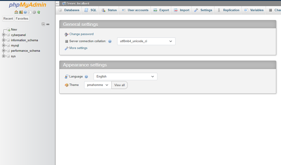 phpMyAdmin Interface | BigCloudy KB 