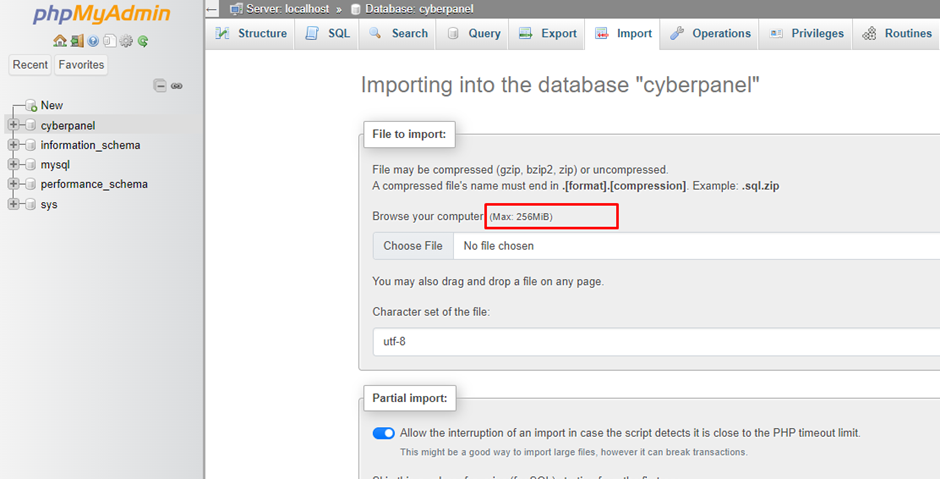 phpMyAdmin Import Limit | BigCloudy KB 