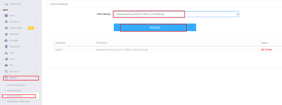 Restore Website Backup on CyberPanel | BigCloudy KB 