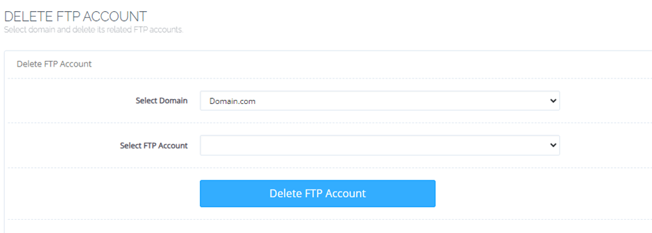 Delete FTP Account | BigCloudy KB 