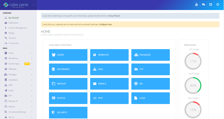 CyberPanel Dashboard | BigCloudy KB 