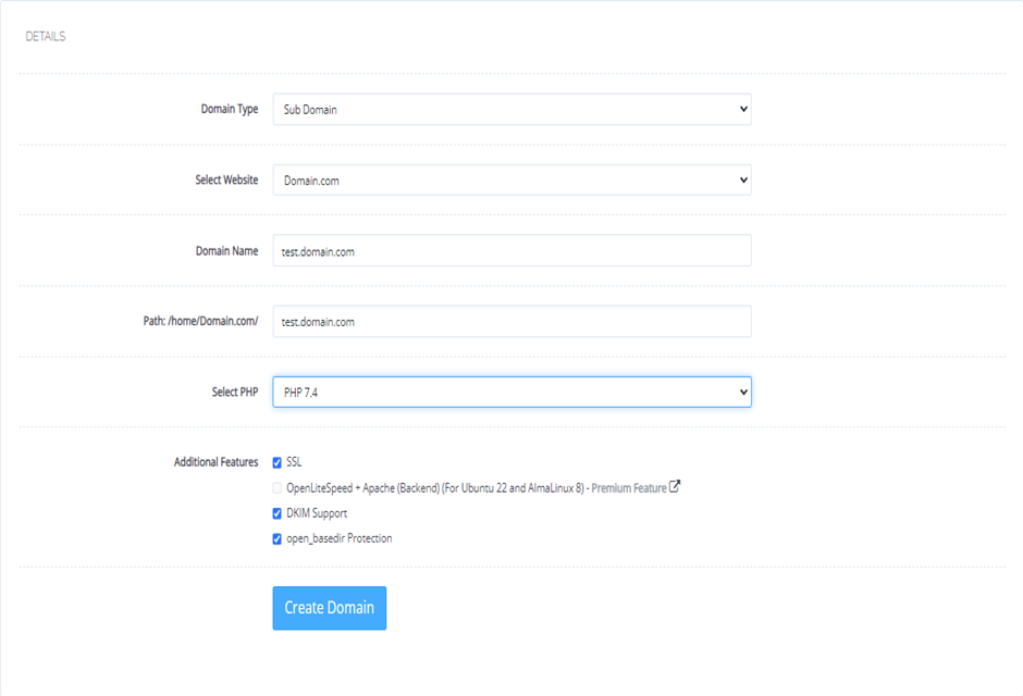 Create Domains and Subdomains on CyberPanel | BigCloudy KB