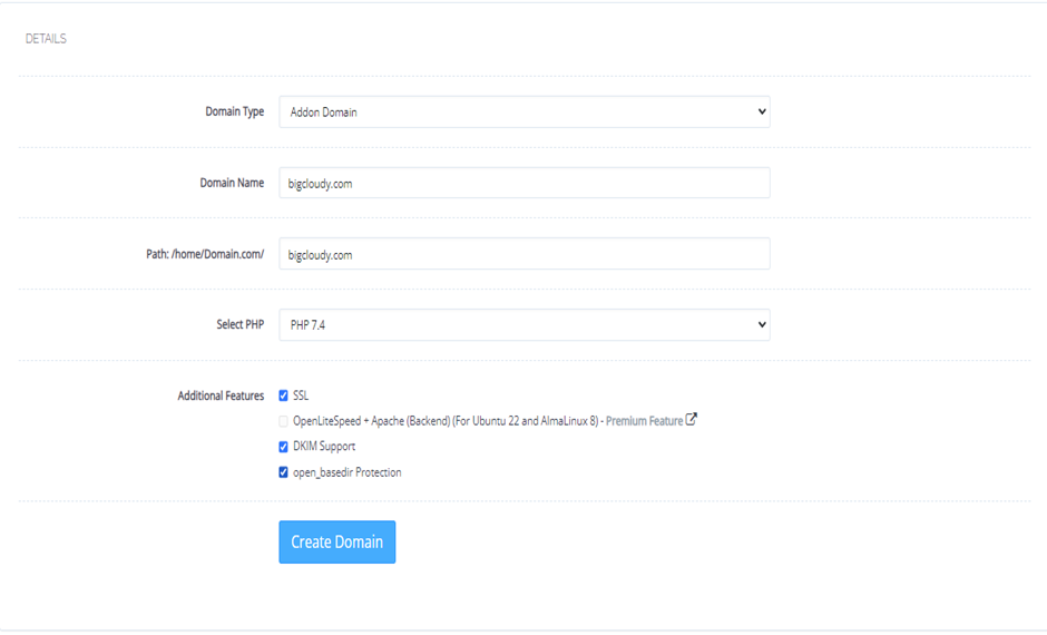 Added Domains and Subdomains on CyberPanel | BigCloudy KB 