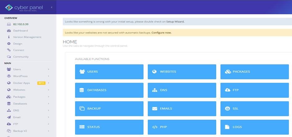 CyberPanel Dashboard | BigCloudy KB 