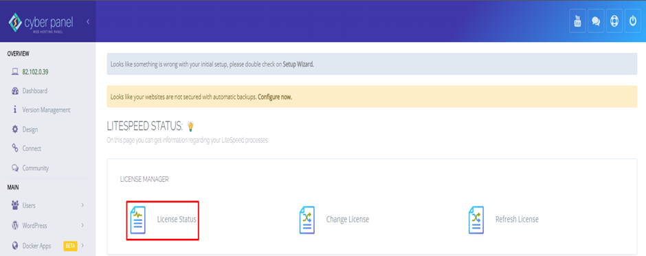 LiteSpeed Cache Status on CyberPanel | BigCloudy KB 