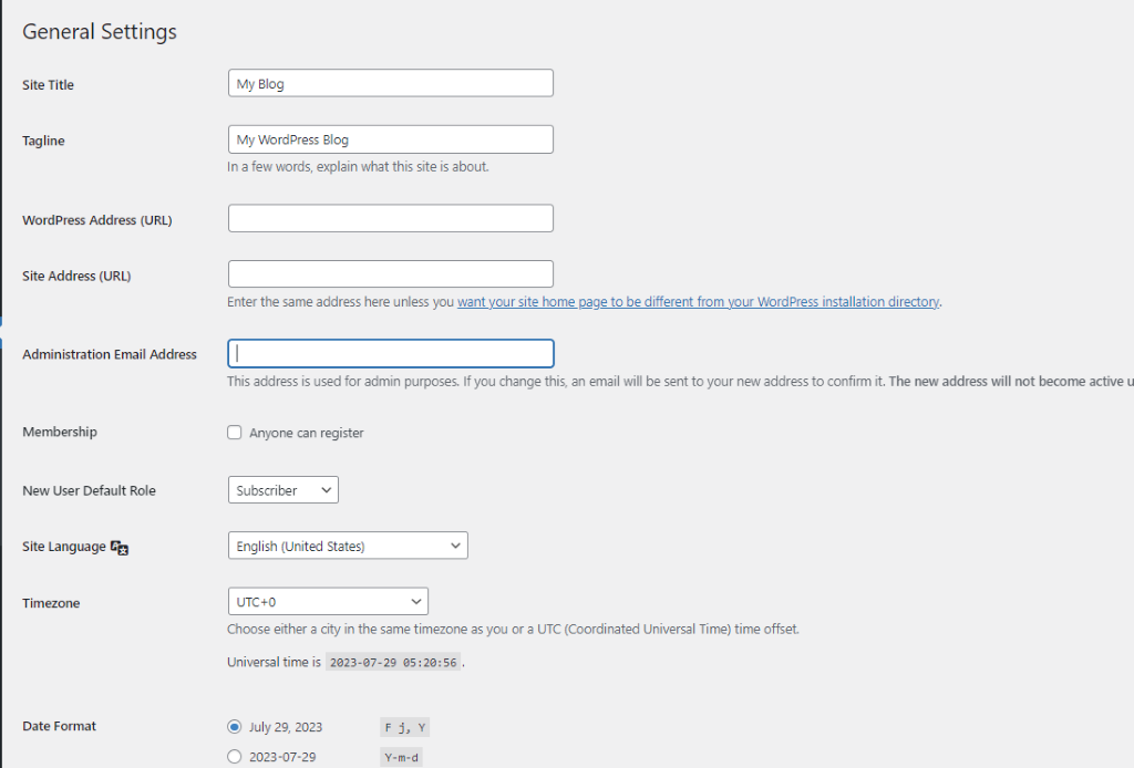 General Settings in WordPress | BigCloudy KB 