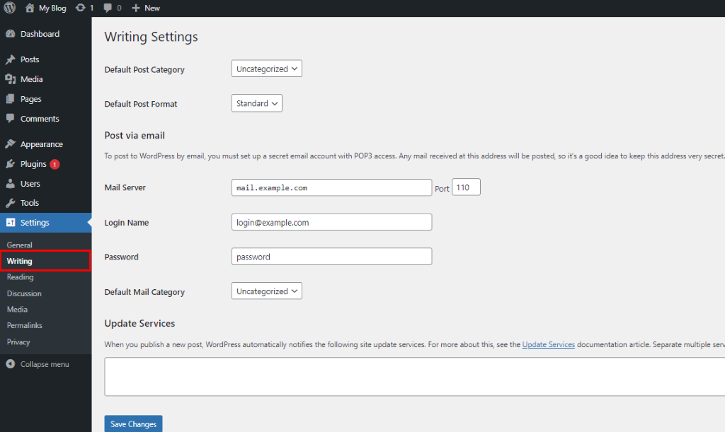 Writing Settings in WordPress | BigCloudy KB 