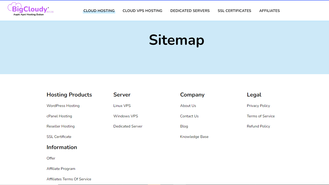 Types of Sitemaps | BigCloudy KB 