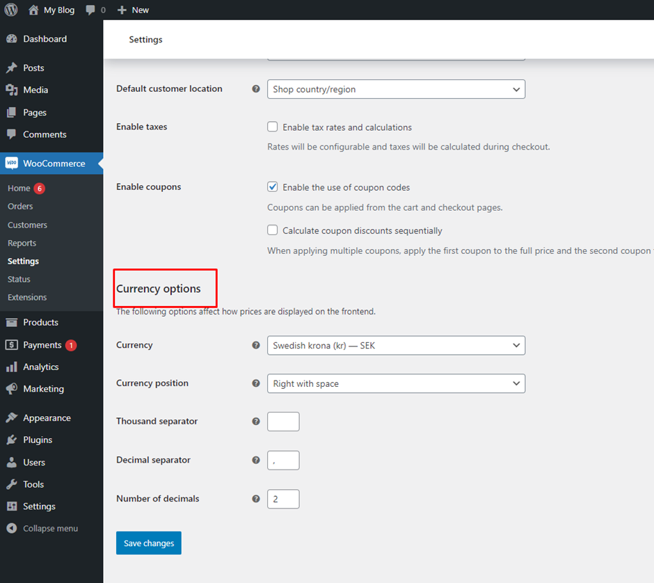 Currency Options in WooCommerce | BigCloudy KB 