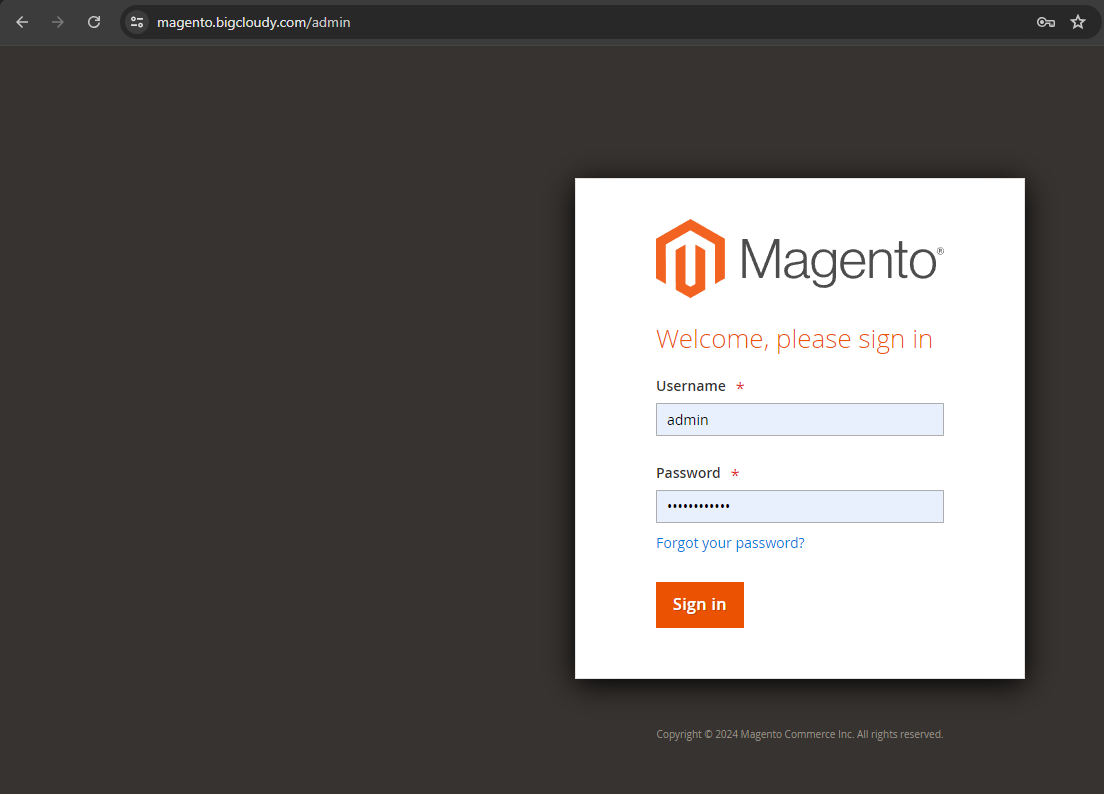 Magento Login Page | BigCloudy KB 