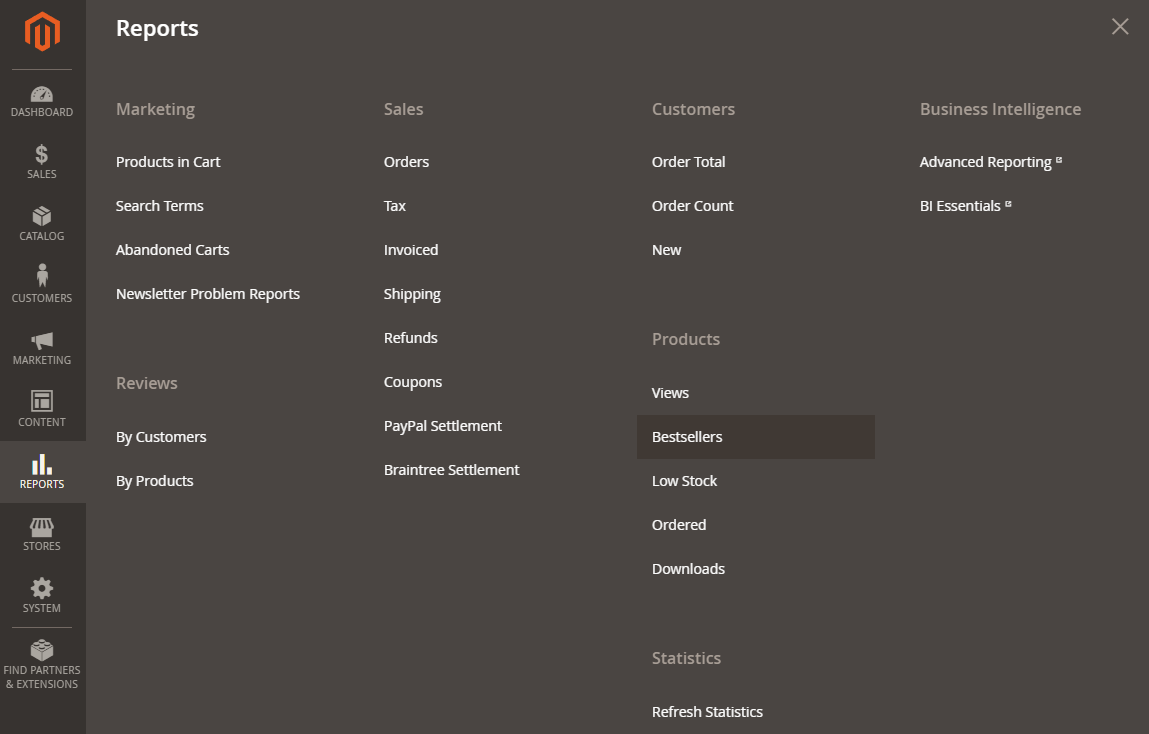 Reports in Magento Admin | BigCloudy KB 