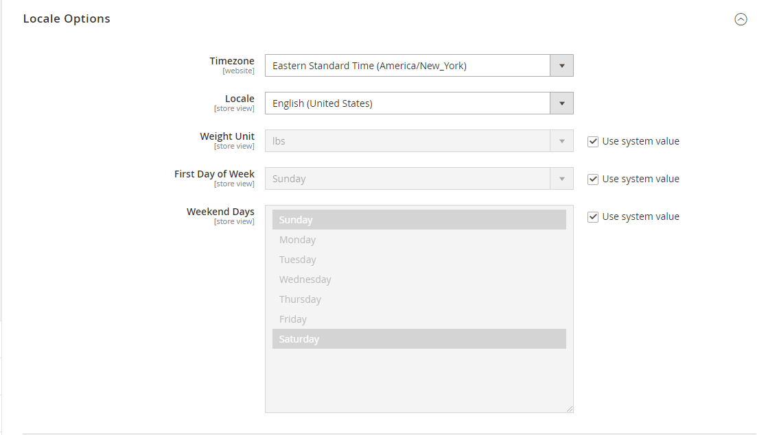 Locale Options in Magento Store  | BigCloudy KB 