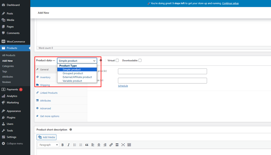 Product Type in WooCommerce | BigCloudy KB 