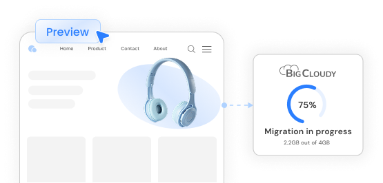 Migration preview with progress tracking