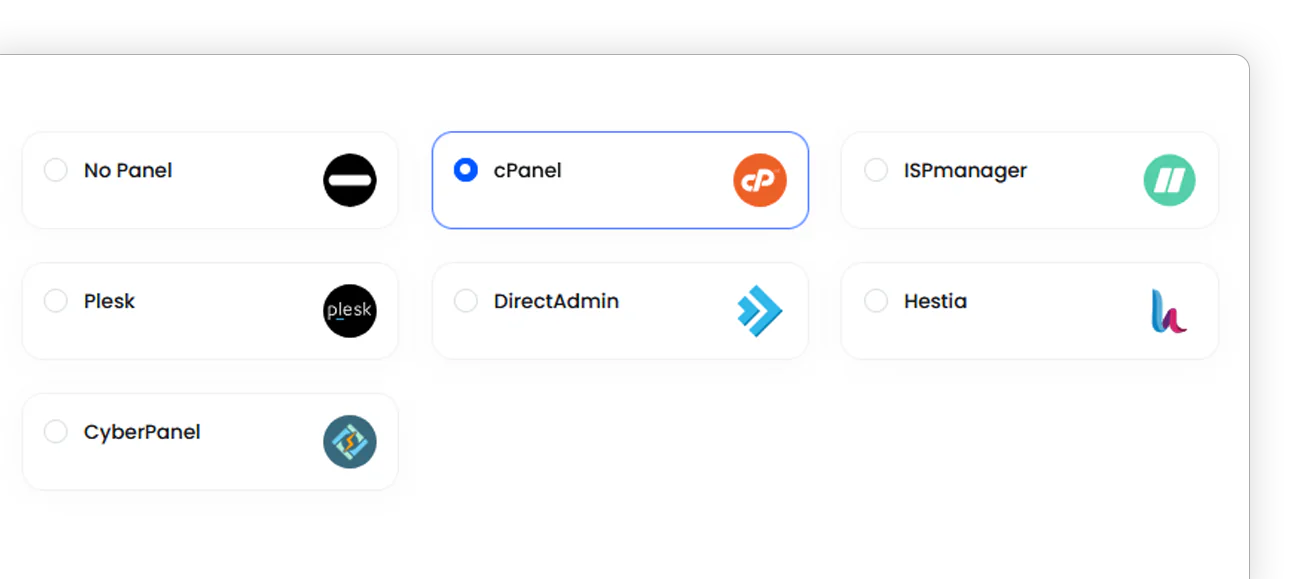 Your Choice Of Control Panel / Application Control Panel Options
